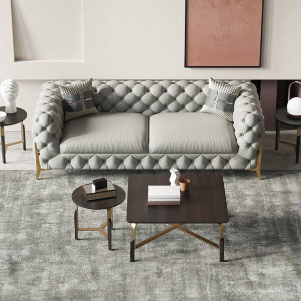 American Light Luxury Metal Pull-up Leather Sofa