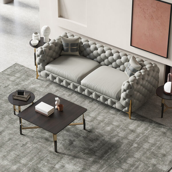American Light Luxury Metal Pull-up Leather Sofa