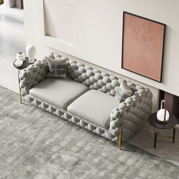 American Light Luxury Metal Pull-up Leather Sofa