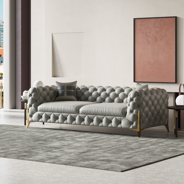 American Light Luxury Metal Pull-up Leather Sofa
