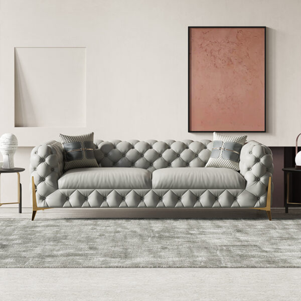 American Light Luxury Metal Pull-up Leather Sofa