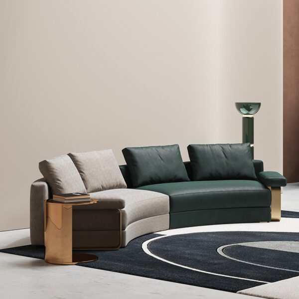 American Circular Leather Custom Titanium Accessories Sofa