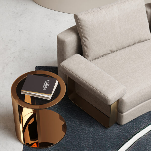 American Circular Leather Custom Titanium Accessories Sofa