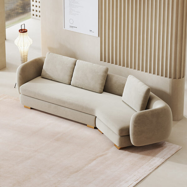 Italian Minimalist Corner Velvet Fabric Sofa
