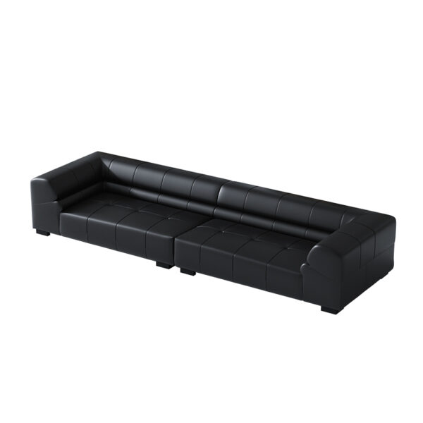 Italian Minimalist Black Leather Modular Straight Sofa