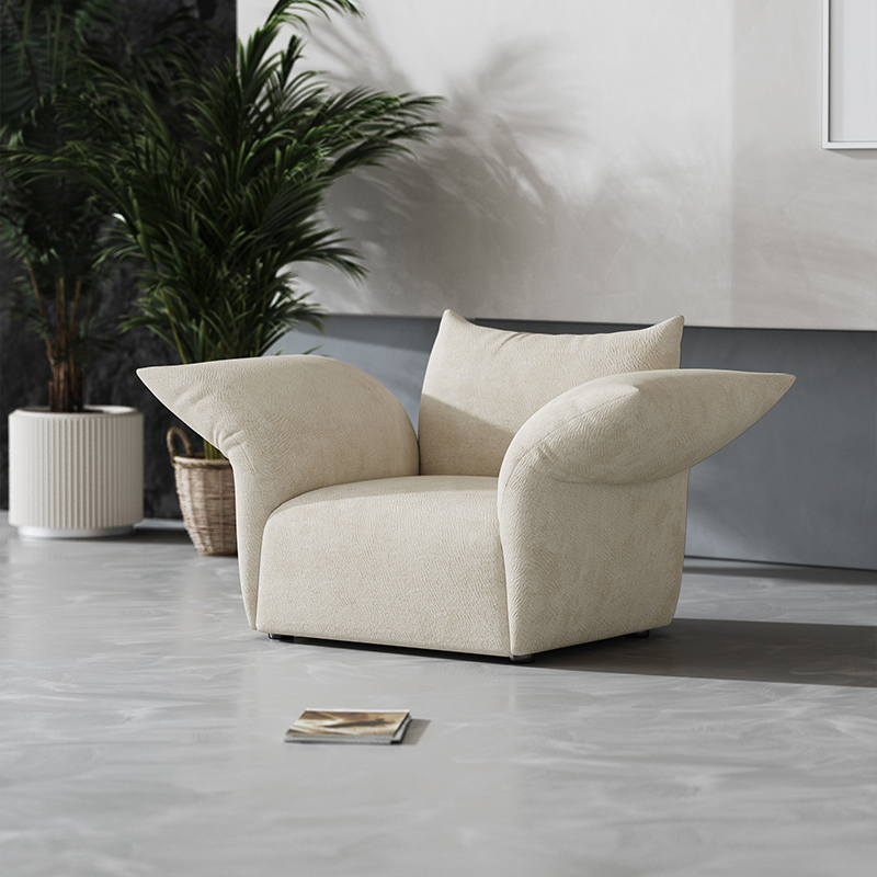 Modern Fabric Velvet Widened And Thickened Petal Single Sofa