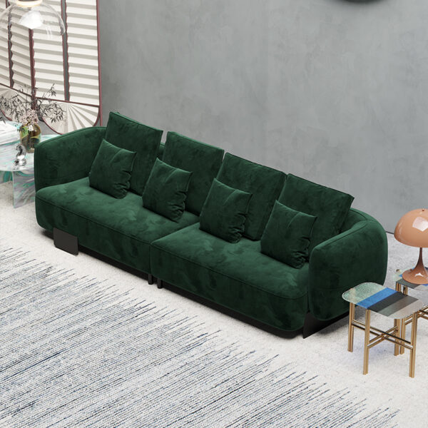 Modern Luxury Italian Blue And Green Fabric Velvet Sofa