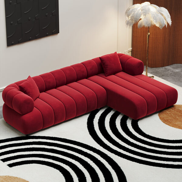 European Piano Keys Red Velvet Fabric sofa
