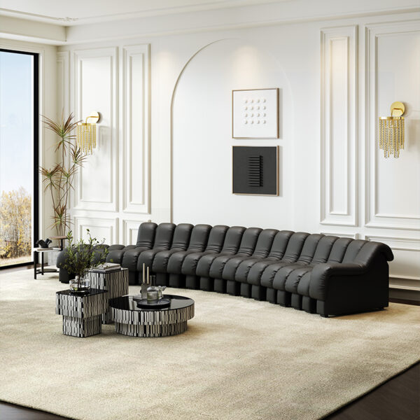 Serpentine Leather Modern Simple Large Apartment S-shaped Sofa