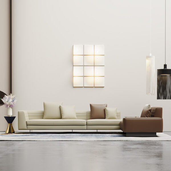Italian Minimalist Leather Living Room Large Apartment Color Combination Sofa