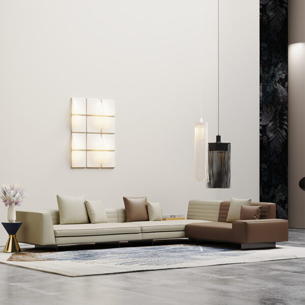 Italian Minimalist Leather Living Room Large Apartment Color Combination Sofa