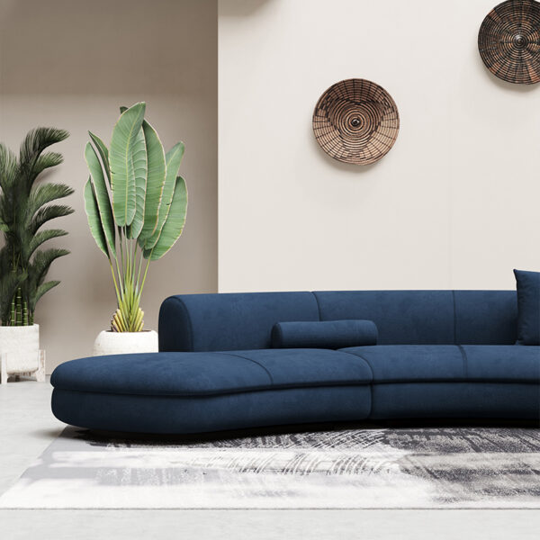 An Ltalian Lightweight Luxury Blue Linen-cotton Fabric Sofa
