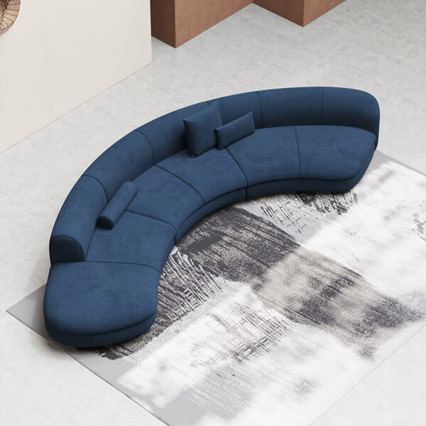 An Ltalian Lightweight Luxury Blue Linen-cotton Fabric Sofa