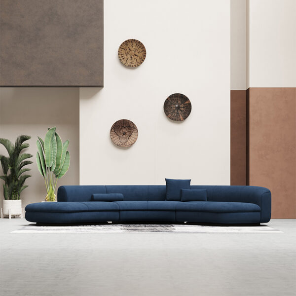 An Ltalian Lightweight Luxury Blue Linen-cotton Fabric Sofa