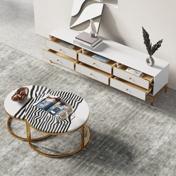 Simple light luxury gold plated high-end coffee table