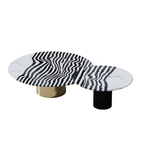 Light luxury simple zebra-print marble coffee table combination