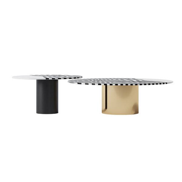 Light luxury simple zebra-print marble coffee table combination