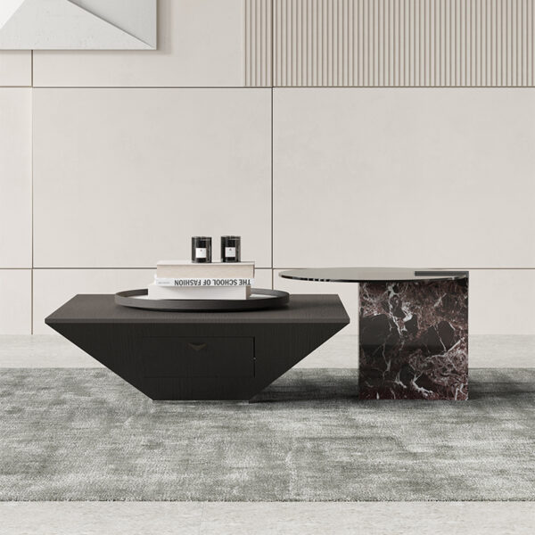 Italian light luxury round suspension coffee table