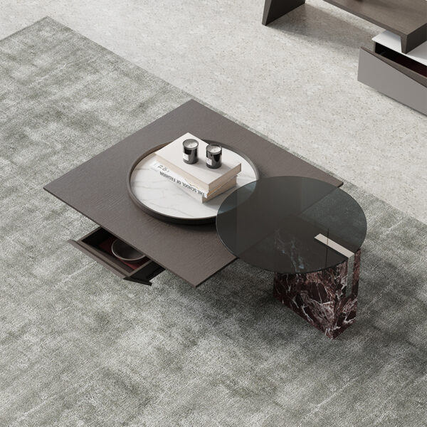 Italian light luxury round suspension coffee table
