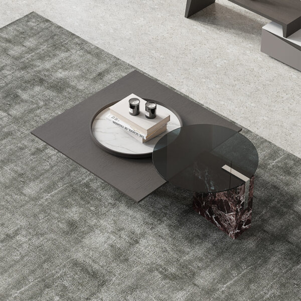 Italian light luxury round suspension coffee table