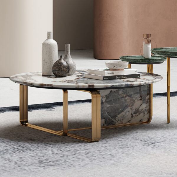 Nordic marble round light luxury coffee table
