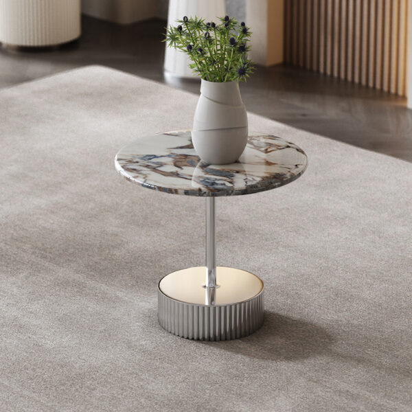 Italian minimalist size round stainless steel coffee table