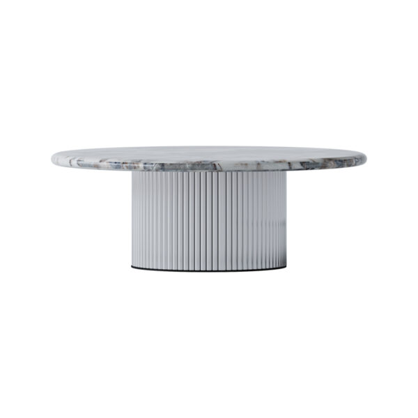 Italian minimalist size round stainless steel coffee table