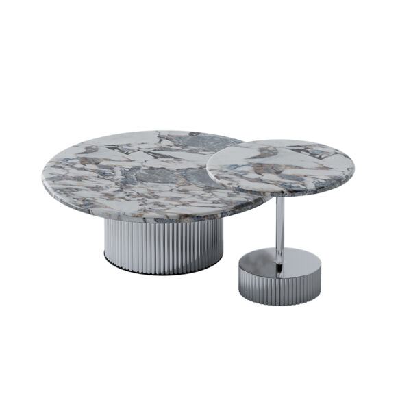 Italian minimalist size round stainless steel coffee table