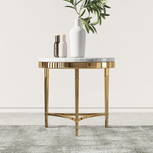 Light luxury marble white sofa side table