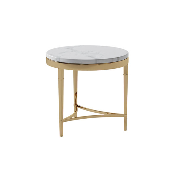 Light luxury marble white sofa side table