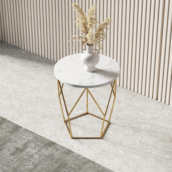 Italian minimalist round living room stainless steel side table