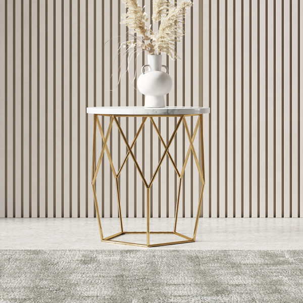 Italian minimalist round living room stainless steel side table